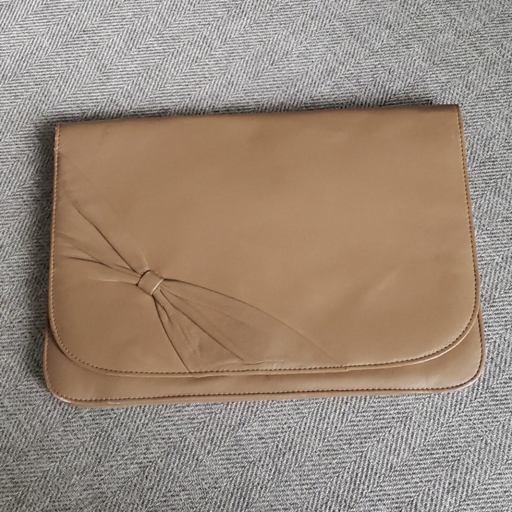 Tan Accordian Clutch